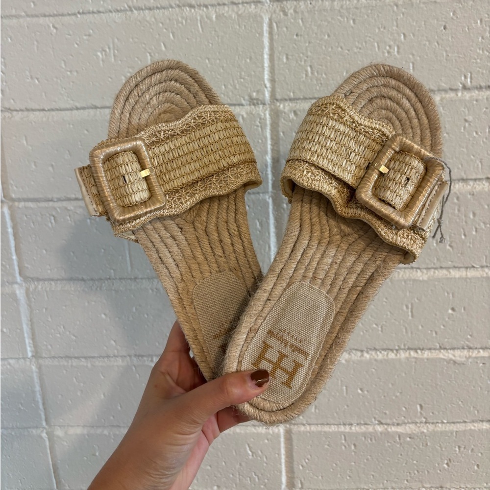 NWOT haute hippie raffia sandals with buckle